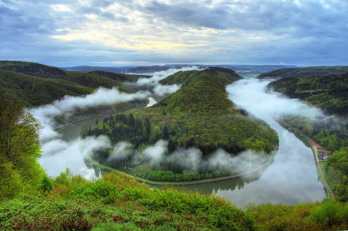4K Mettlach Saar River Bend Germany
