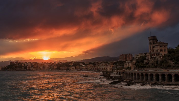 Sunset over Castagna, Genoa, Liguria, Italy