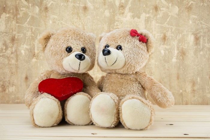 Two Teddy Bears with Heart