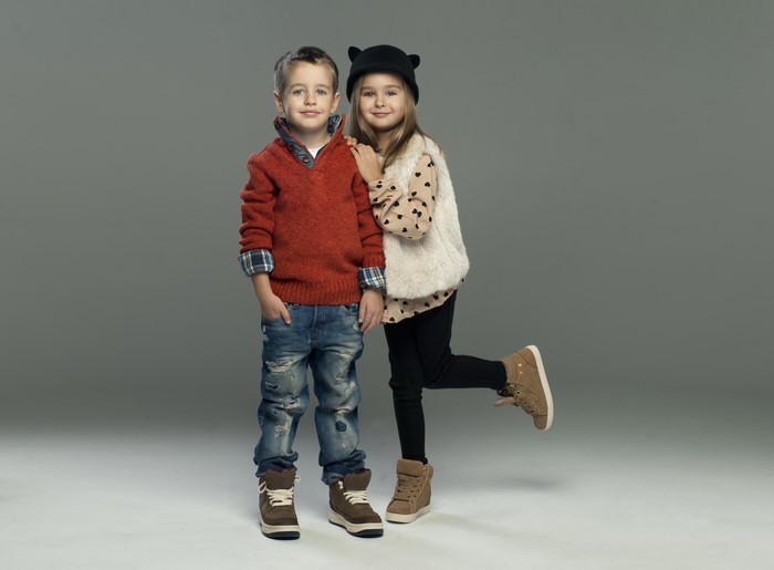 Boy and Girl in Casual Winter Outfits