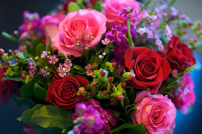 Roses and filler flowers bouquet