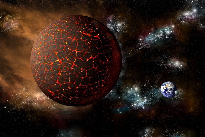 Planets in space with nebulae