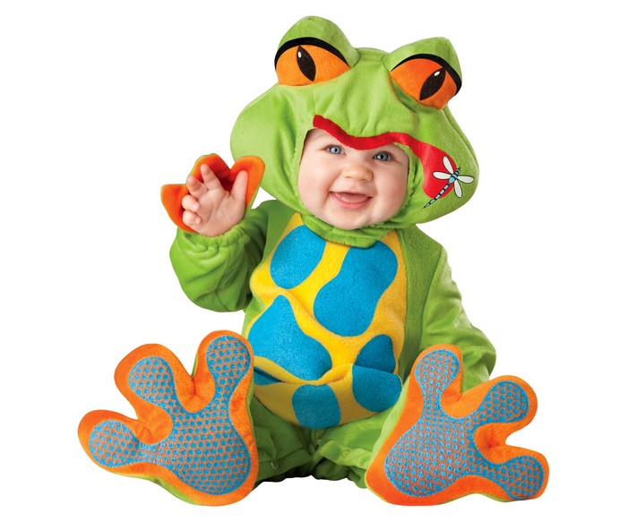 Baby in a frog costume