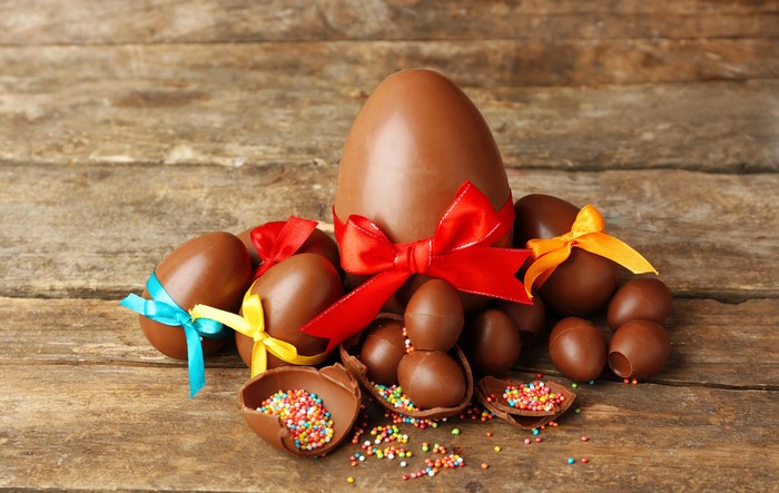 Chocolate Easter Eggs with Ribbons