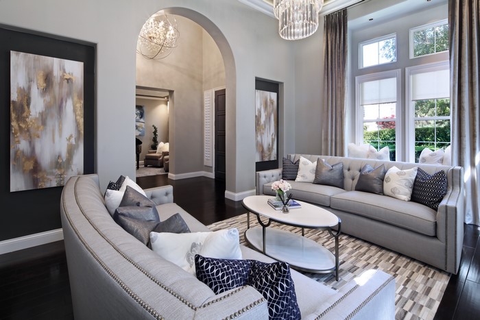 Interior Design of a Living Room with Sofas and Pillows