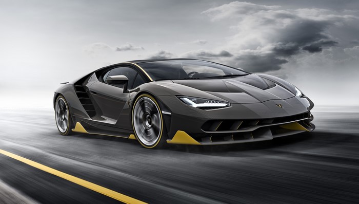 Lamborghini Centenario driving on a road