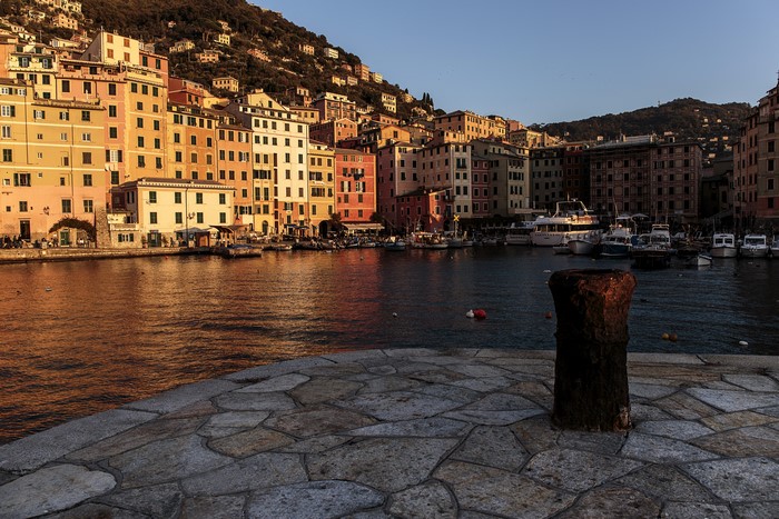 Camogli, Italy: Colorful Houses and Boats in Marina