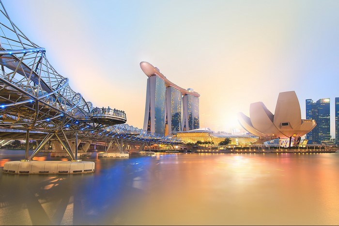 Marina Bay Sands and Helix Bridge, Singapore