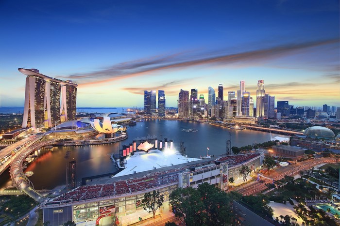 Marina Bay Sands Singapore Skyline at Dusk