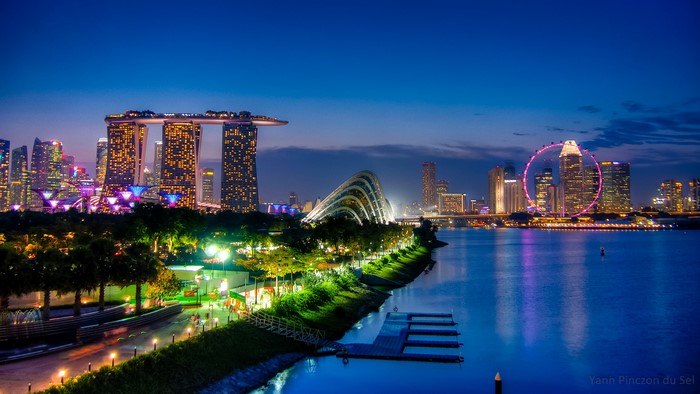 Marina Bay Sands and Singapore Skyline at Night