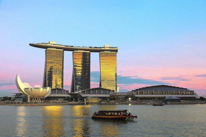 Marina Bay Sands, Singapore at sunset