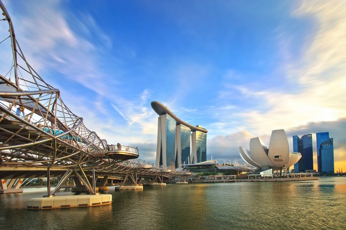 Marina Bay Sands and Helix Bridge, Singapore