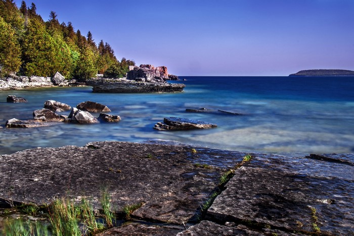 Tobermory Ontario Canada Coastline with Island