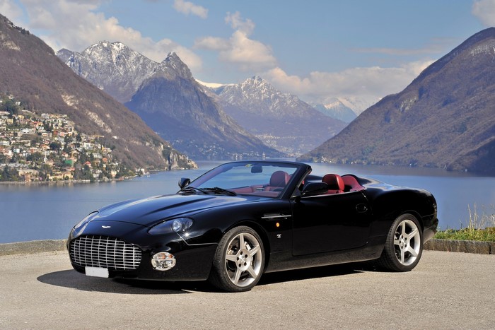 Black Aston Martin Convertible with Red Interior