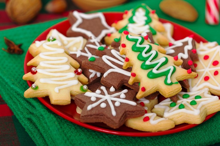 Christmas Cookies on a Red Plate