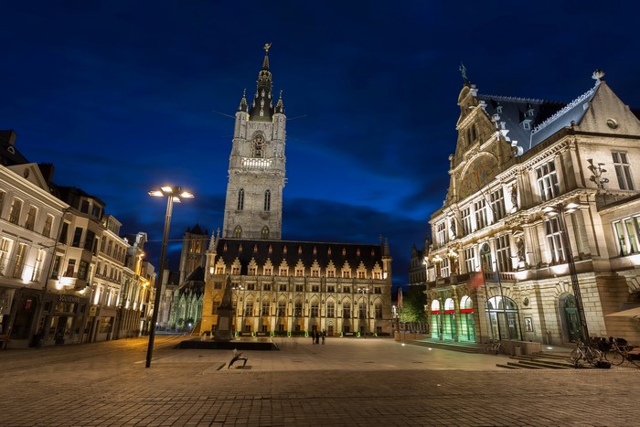 Ghent Belfry and Town Hall at Night