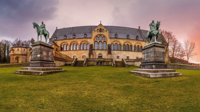 Kaiserpfalz Goslar Germany with equestrian statues