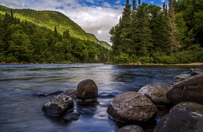 River flowing through Jacques Cartier National Park, Quebec, Canada