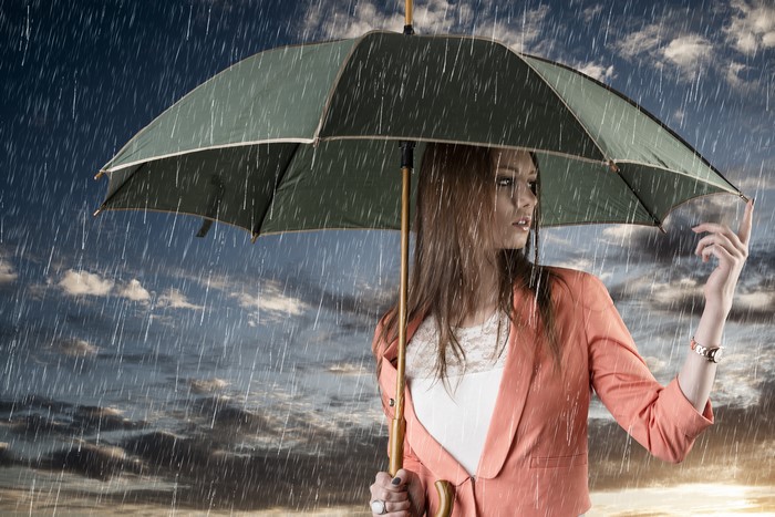 Woman with umbrella in the rain