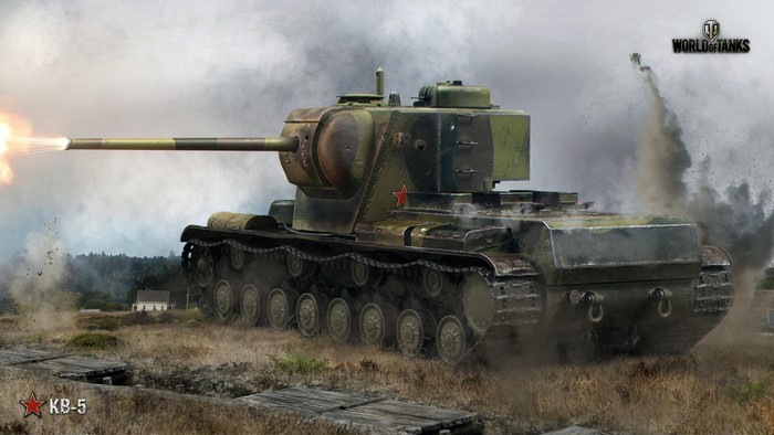 KV-5 tank firing in World of Tanks