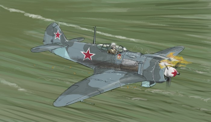 La-5FN fighter airplane painting art