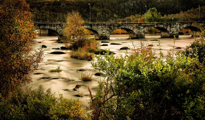 4K Egersund Norway River Bridge Autumn