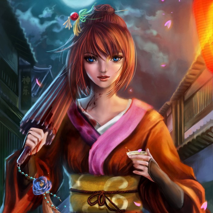 Kagura from Gintama in a kimono