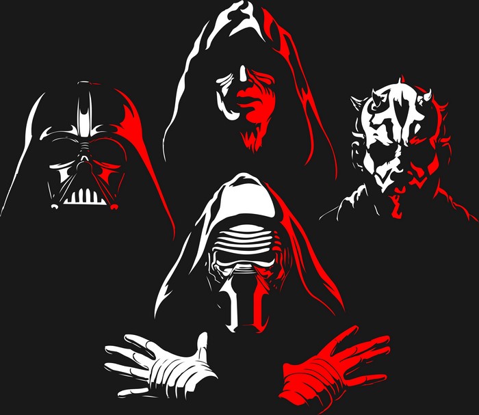 Darth Vader, Emperor, Kylo Ren, and Maul from Star Wars