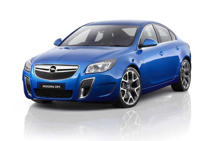Blue 2013 Opel Insignia OPC on white background