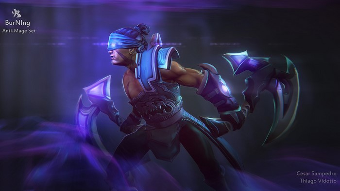 Anti-Mage from DOTA 2 with battle axes