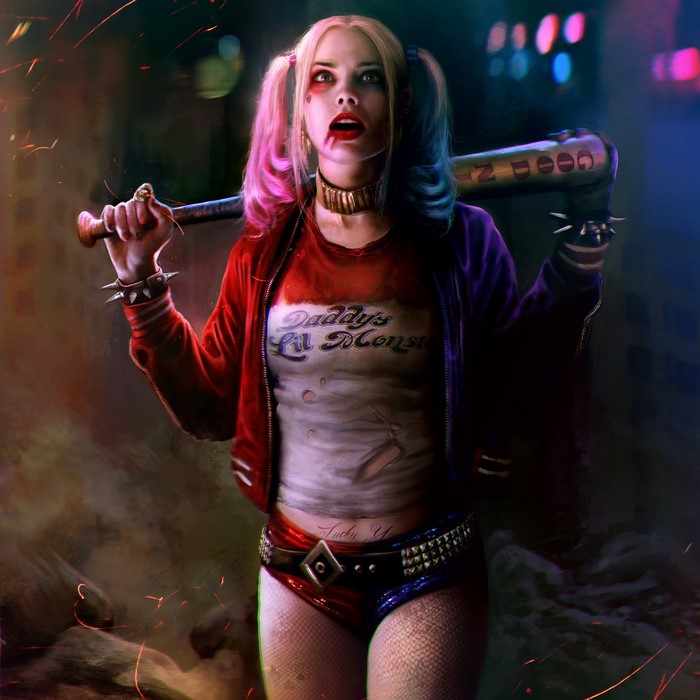 Harley Quinn from Suicide Squad holding a baseball bat