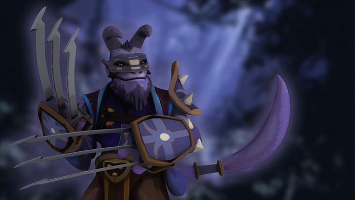 Riki from DOTA 2 with claws and sword