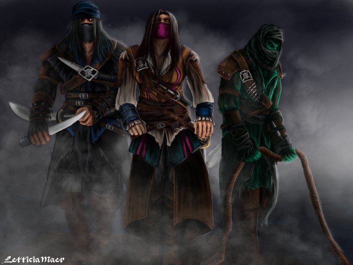 Three Mortal Kombat Assassins in Smoke