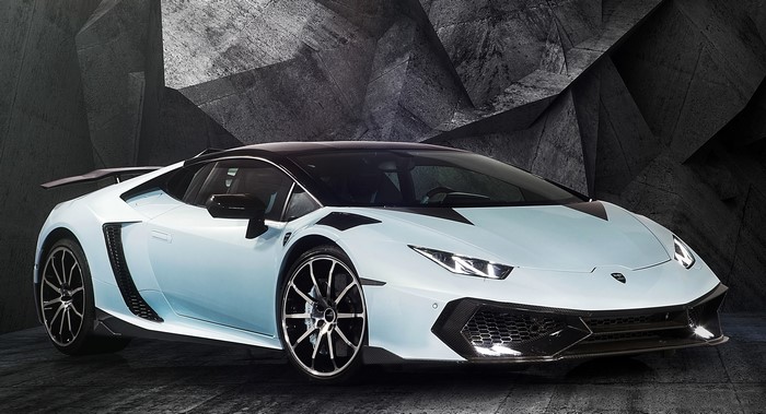 White Lamborghini sports car with black accents