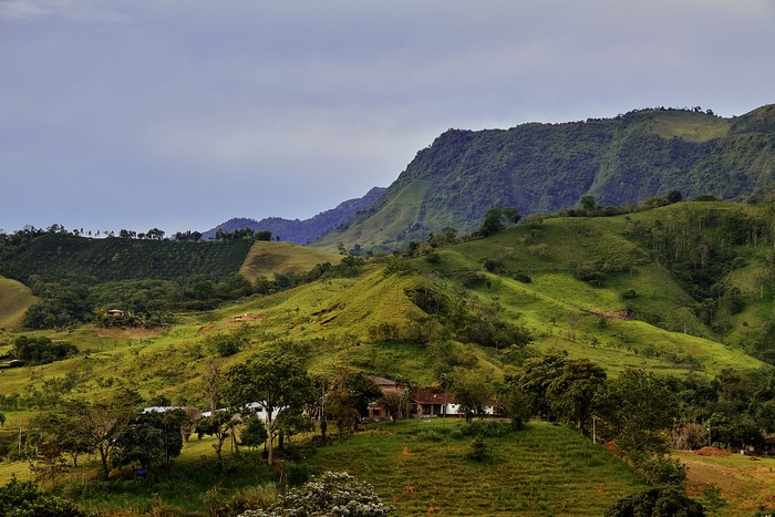 Green rolling hills and mountains in Colombia