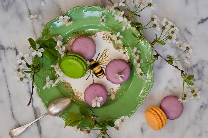 Plate with Macarons and Spoon