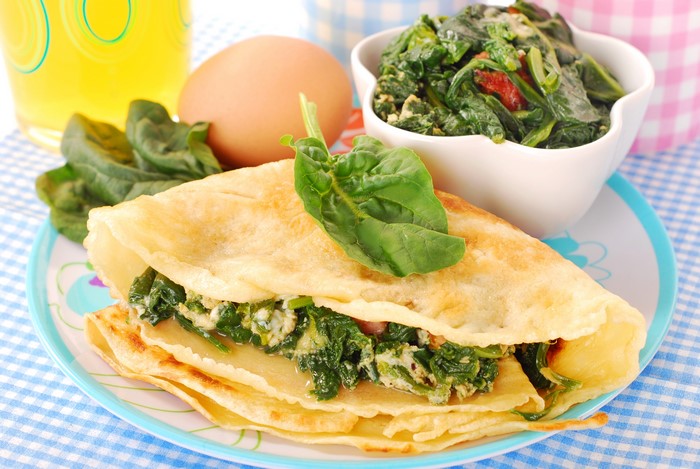 Pancake with spinach and egg