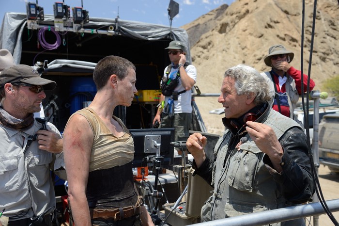 Charlize Theron and George Miller on Mad Max: Fury Road set