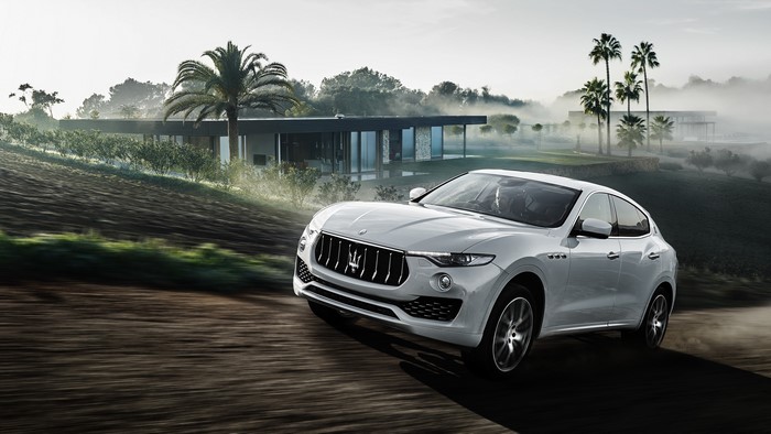 White Maserati Levante in Motion