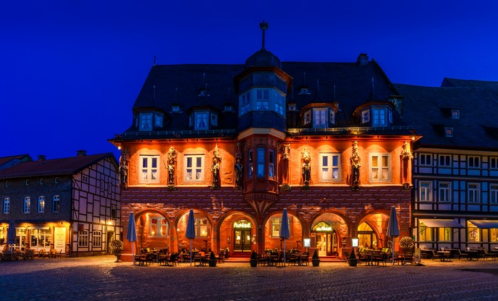 Kaiserworth Goslar Germany Houses Street Night