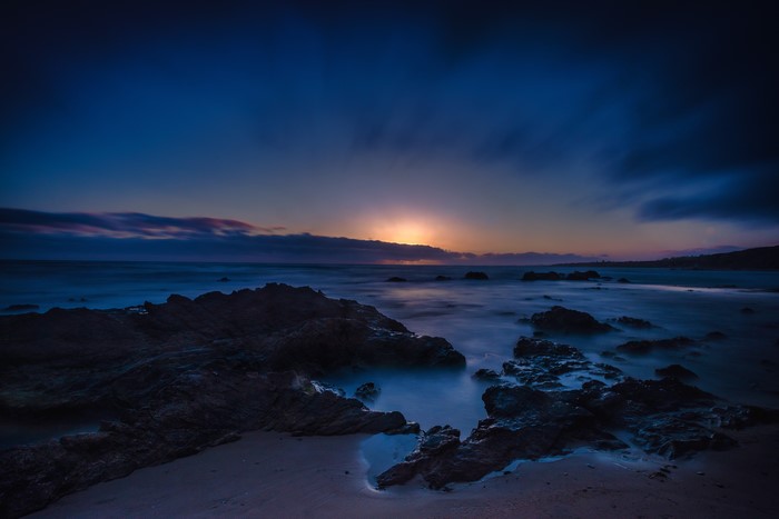 Sunset over Crystal Cove Newport Beach, California
