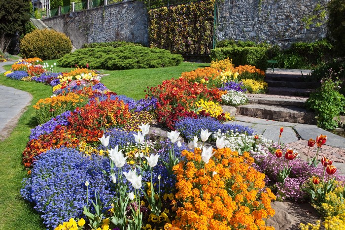 Colorful flower garden in Lausanne, Switzerland