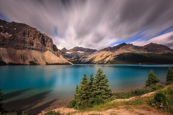Bow Lake and Mountains in Banff National Park, Alberta, Canada