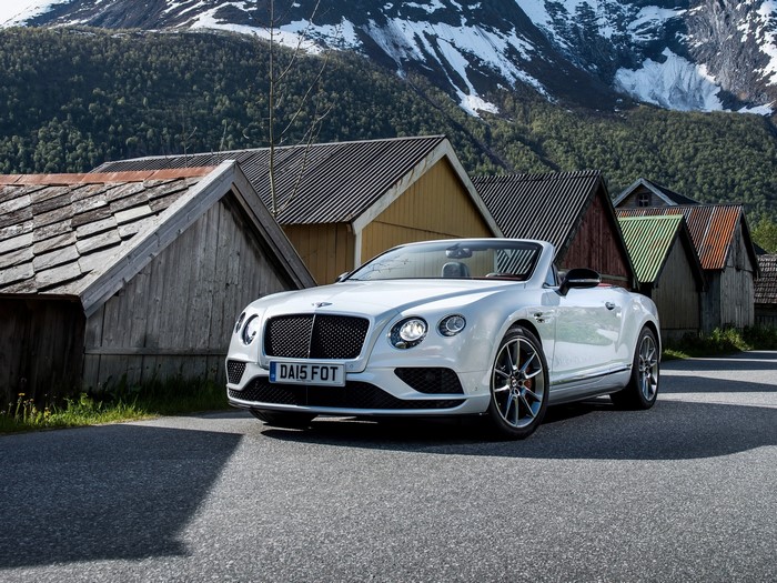 White Bentley Continental GT V8 S Convertible in Norway