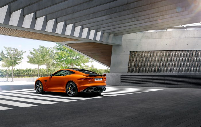 Orange Jaguar F-Type SVR from the back