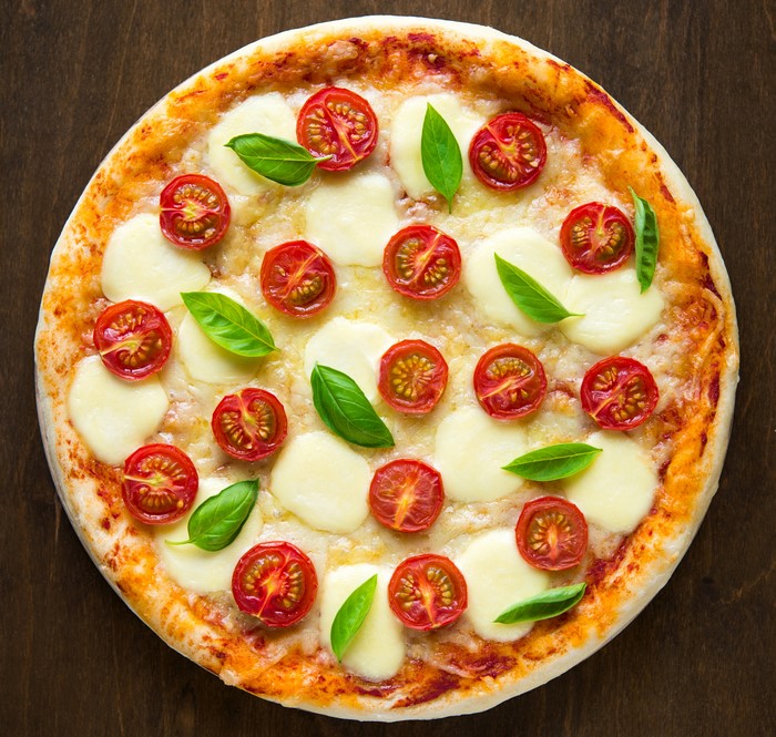 Pizza with Tomatoes and Basil