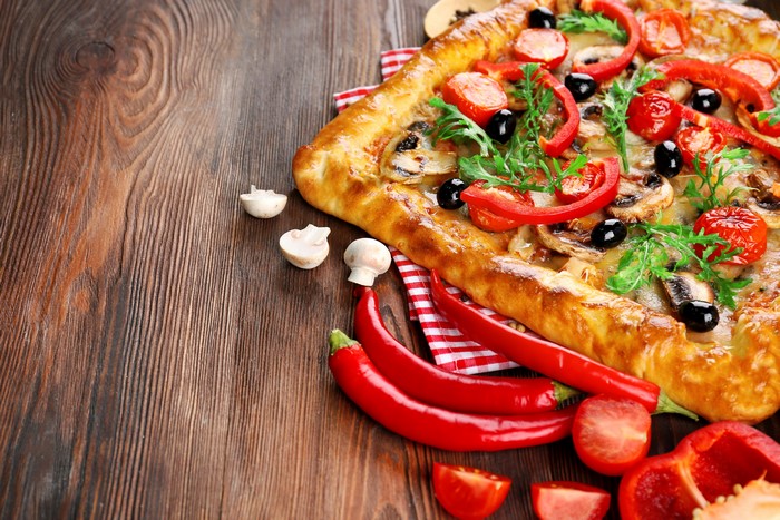 Pizza with Vegetables and Chili Peppers