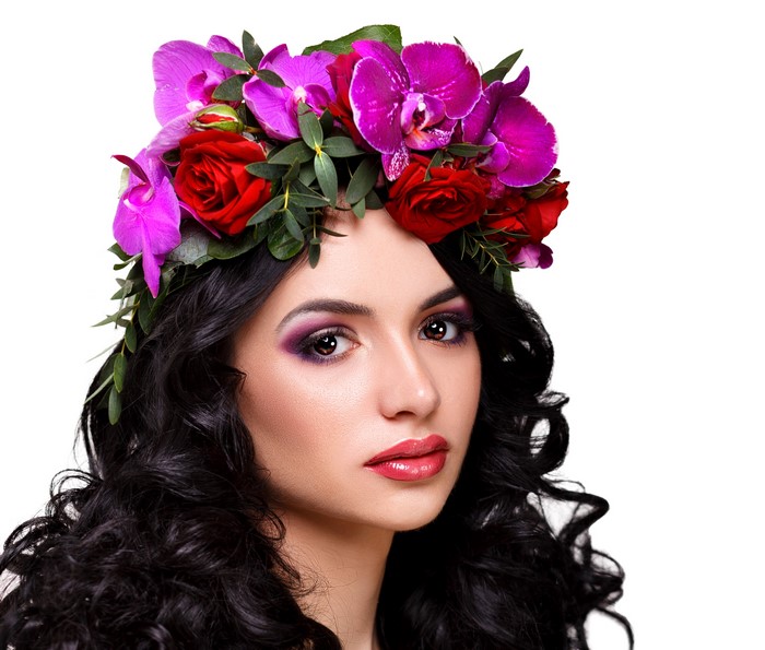 Brunette girl with flower crown