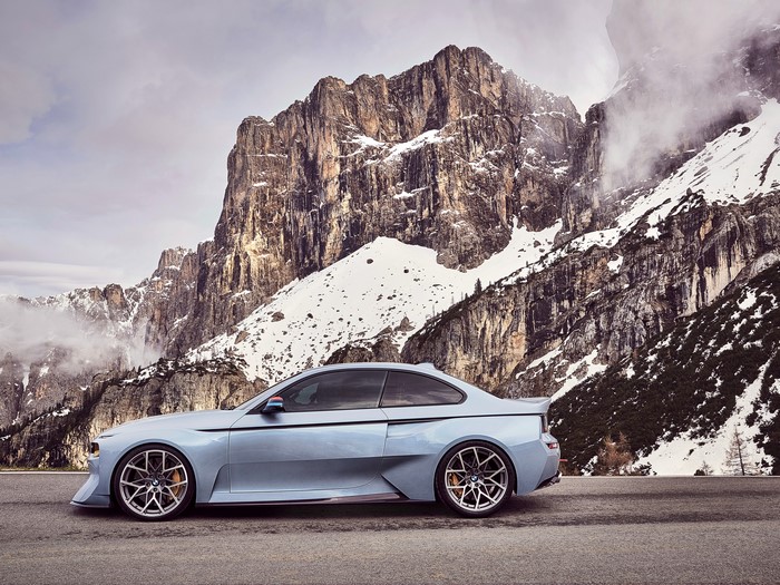 BMW 2002 Hommage Concept car by a snowy mountain