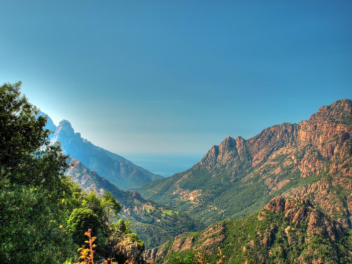 Mountain valley landscape in Corsica, France